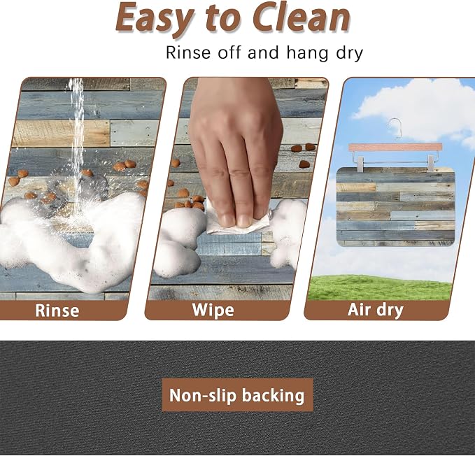 Vintage Barn Wooden Dog Cat Food Mat, Rustic Wood GrainAbsorbent Pet Feeding Mat - Image 4