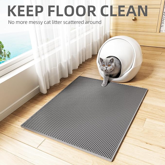 ESTHELLO Cat Litter Mat Large, Cat Litter Trapping Mat, Honeycomb Double Layer - Image 7