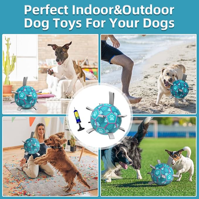 QDAN Dog Toys Soccer Ball, Tug of War Toy, Puppy Birthday Gifts, Water Toy - Image 4