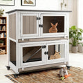 2-Story Wooden Rabbit Cage with 2 Pull-Out Trays, 4 Wheels - GlobalHabitat Supply
