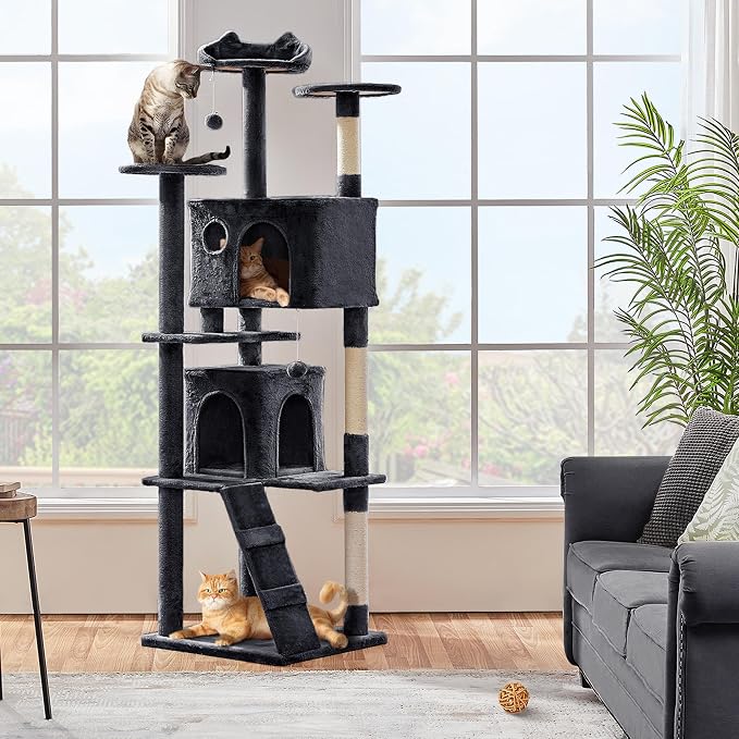 Yaheetech Larget Cat Tree, 80in Multi-Level Cat Tower - Image 8