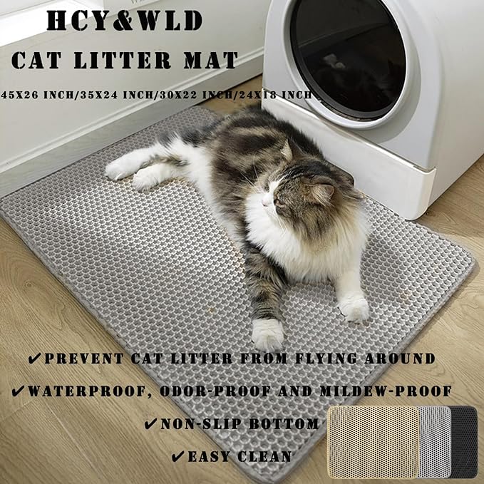 HCY&WLD Cat Litter Mat, 45x26/35x24/30x22/24x18 Inch Double Layer Cat Litter - Image 2