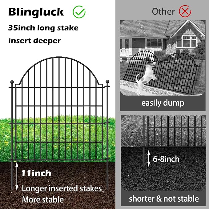 10 Panels No Dig Decorative Garden Fence, 32in x 23.6ft Outdoor Animal Barrier - Image 3