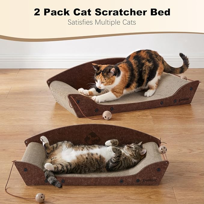2 Pack 26'' Cardboard Cat Scratcher Bed - Image 5