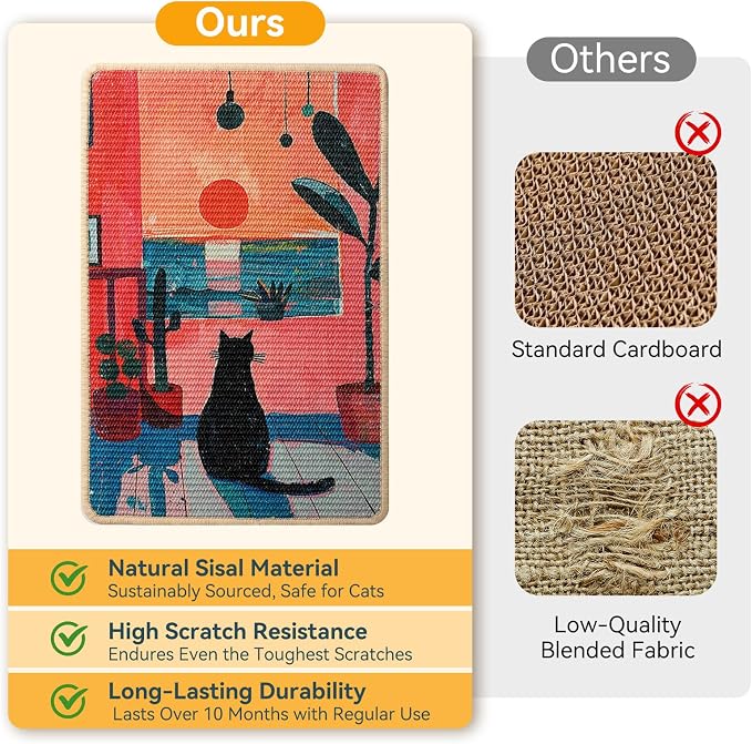 3-in-1 Sisal Cat Scratcher Mat 23.6x15.7 – Durable Scratch Rug Use - Image 5