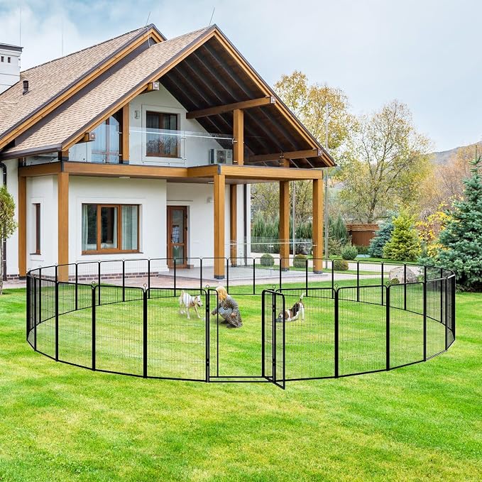 Dog Playpen Outdoor Extra Wide 24 Piece Panels Heavy Duty Dog Fence 47" Height - Image 2