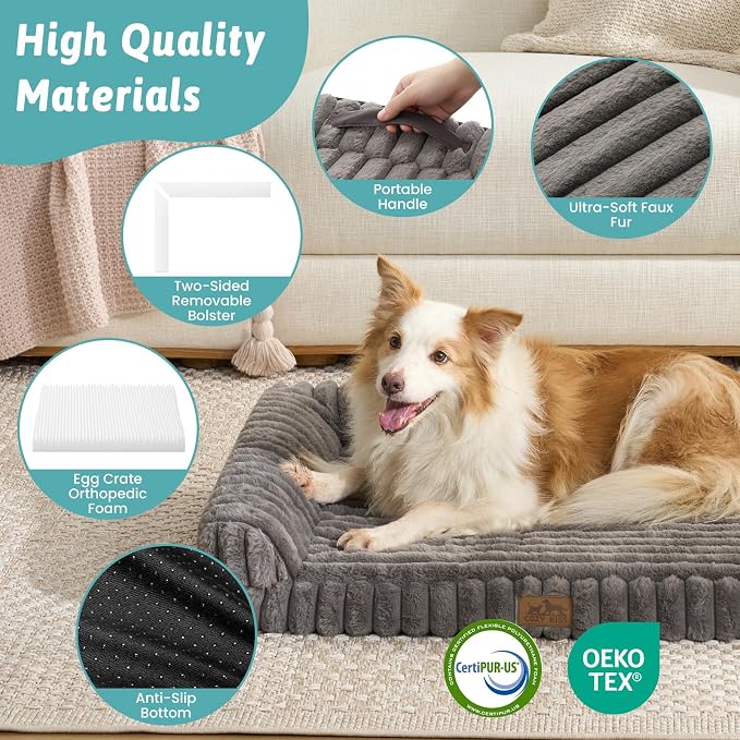 Cute Dog Bed, Faux Rabbit Fur Orthopedic Foam Dog Bed - Image 3