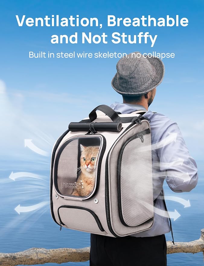 Pecute Cat Backpack Carrier, Large Space Cat Bubble Backpack, Breathable Cat - Image 3