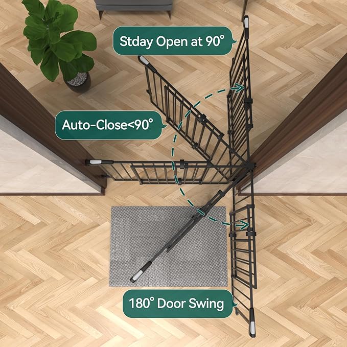 Babelio 31.5-55" No Bottom Bar Baby Gate Extra Wide, 2-in-1 Auto Close Dog Gate - Image 5