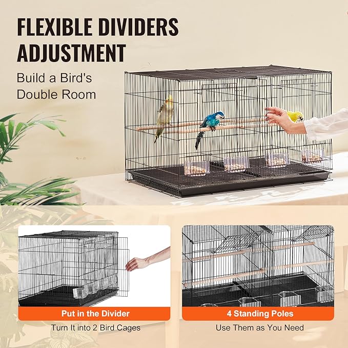 VEVOR 30-inch Flight Bird Cage, Stackable Divided Small Parakeet Cage - Image 3