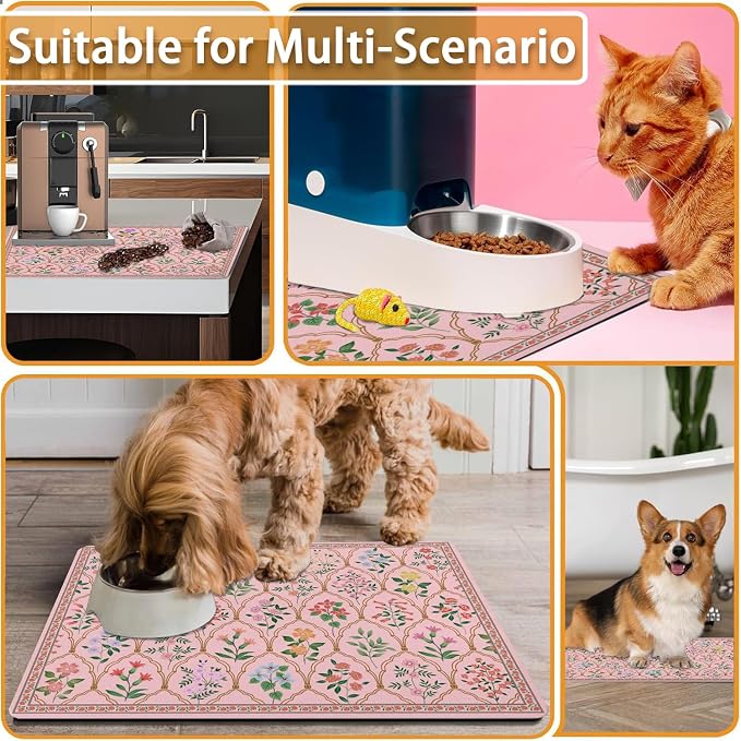 Absorbent Pet Dog Bowl Mat for Food and Water, Pet Cat Food Feeding Mat - Image 7