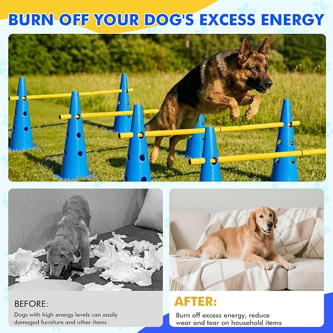 Wdmiya 18.9" Dog Agility Training Hurdle Cone Set, Dog Agility Course Backyard - Image 6