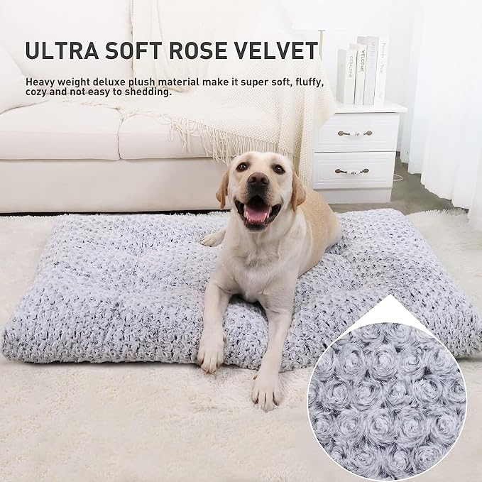 KSIIA Washable Dog Bed Deluxe Plush Dog Crate Beds Comfy Kennel Pad Anti-Slip - Image 2