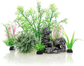 JIH Aquarium Fish Tank Plastic Plants and Cave Rock Decorations Decor Set 7 by JIH