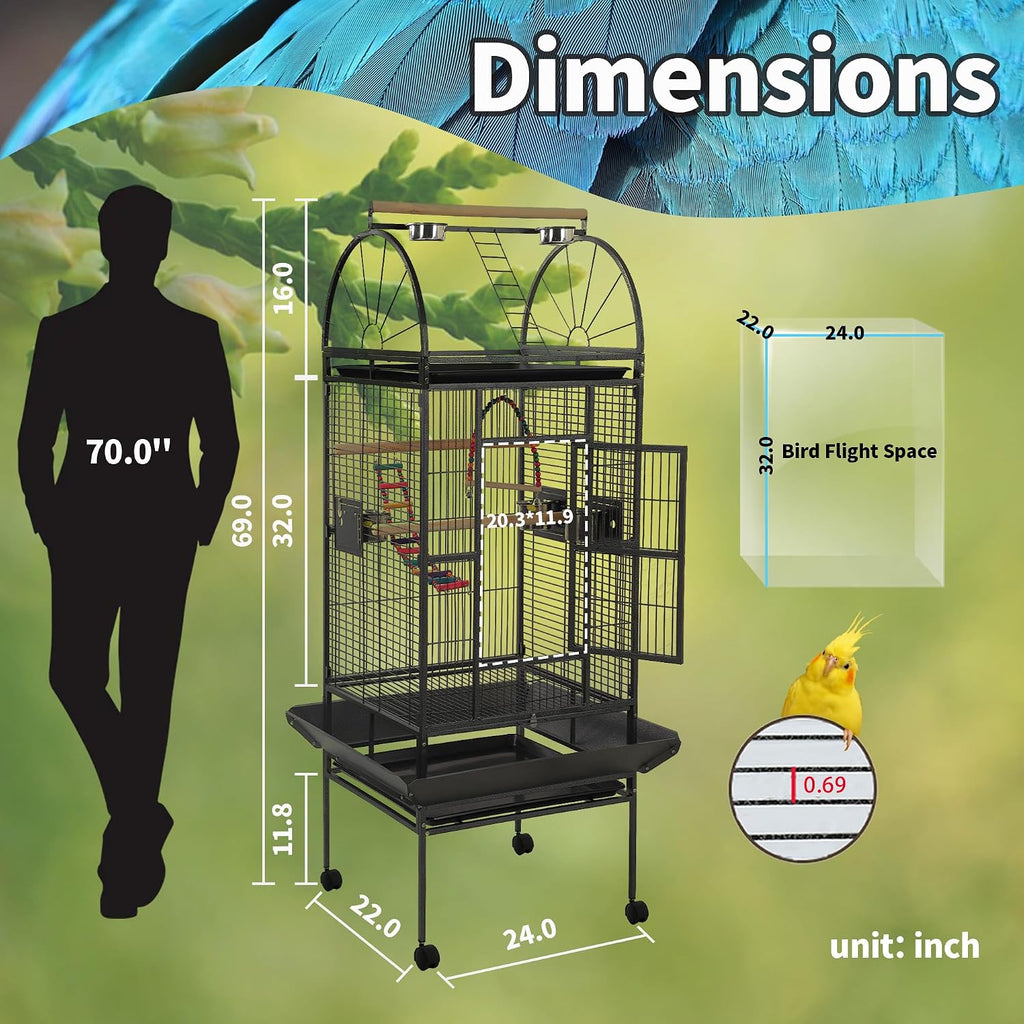 68'' Large Parrot Cage, Large Bird Cages for Parrots,Conure Cage for - GlobalHabitat Supply