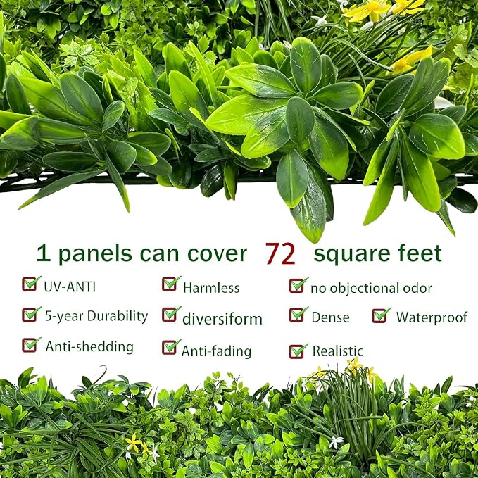 Artificial Plant Wall Roll: 72 X144 in UV-Anti Ivy Privacy Fence Screen Faux - Image 3