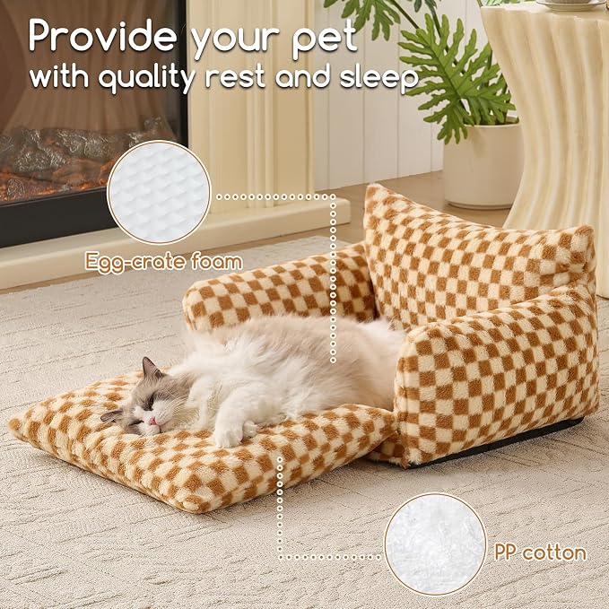 Hollypet Cat Bed Fluffy Plush Mutifuctional Double-Layer Soft Pet Couch - Image 5