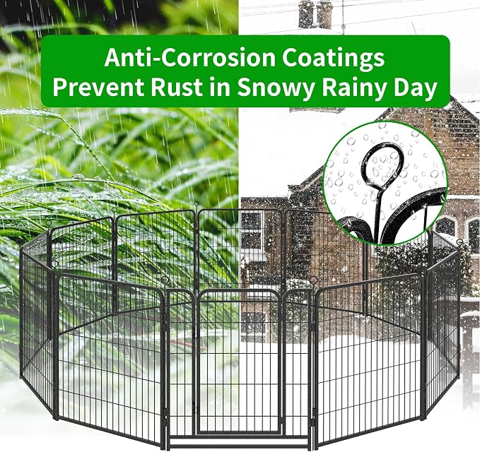 Dog Playpen Outdoor Extra Wide 12 Piece Panels Heavy Duty Anti-Rust - Image 7