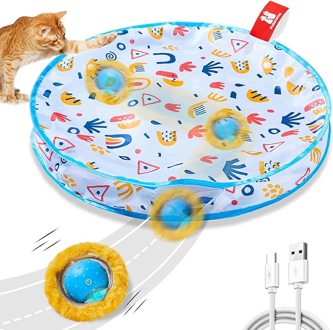 Potaroma Interactive Cat Toys, Fast Moving Ball in Play Mat, Automatic Motion by Potaroma