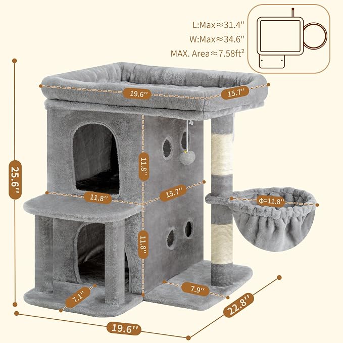 Heybly Cat Tree, 25.6-inch Cat Tower - Image 4
