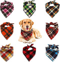 8 Pack Triangle Dog Bandanas, Reversible Plaid Painting Bibs Scarf, Washable by VIPITH