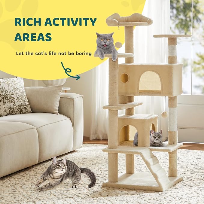 Cat Tree 54 Inch, Sisal Scratching Posts and Climbing Ladder, Pet Play Toy - Image 7