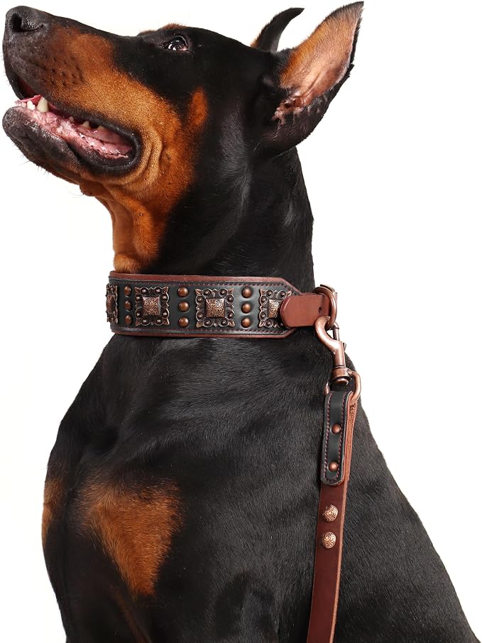 PET ARTIST Upgrade Padded Leather Dog Collar, 2 inch Wide Genuine Leather Dog - Image 7