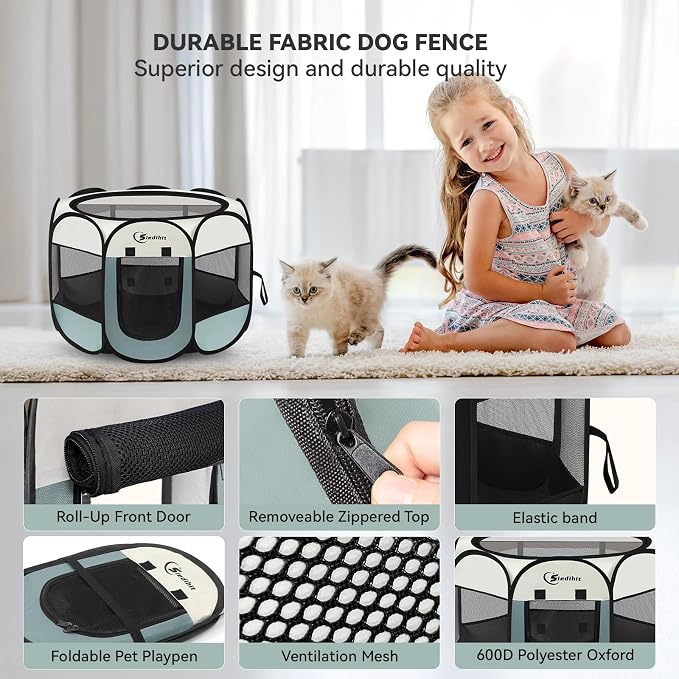 Dog Cat Playpen, Puppy Pet Playpen Indoor - Image 7