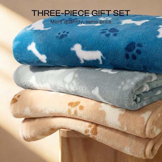Luciphia 1 Pack 3 Dog Printed Fleece Pet Blankets Washable，Soft Warm Throw - Image 4