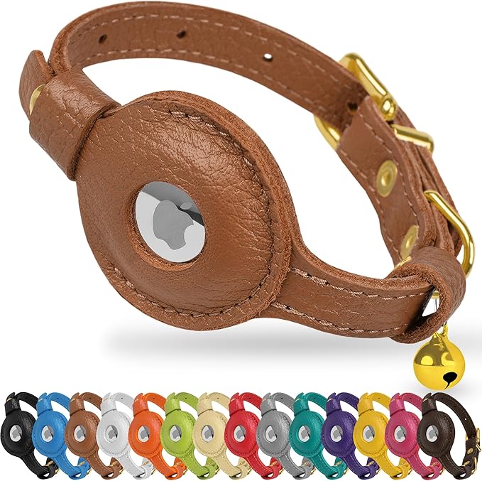 OOPSDOGGY Leather AirTag Cat Collar by OOPSDOGGY