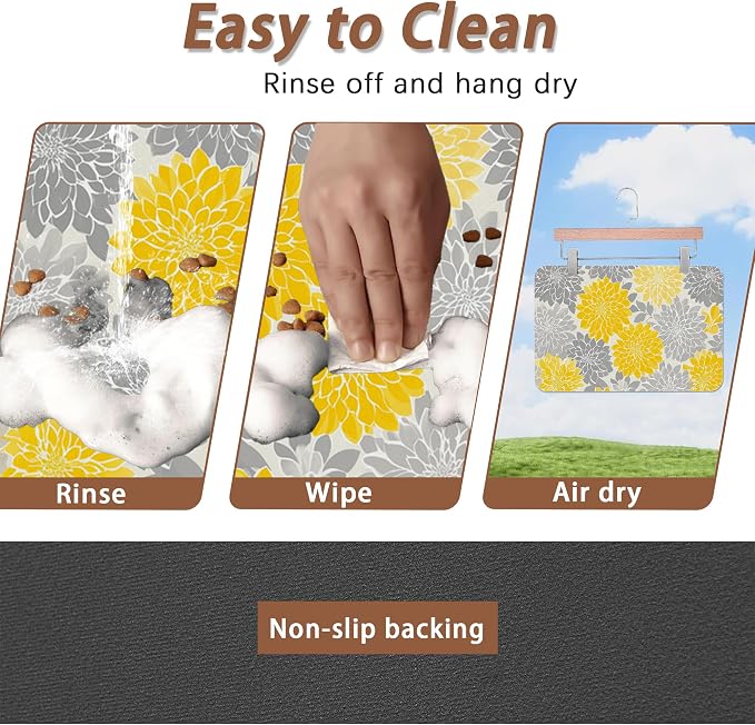 Dahlia Dog Cat Food Mat, Non-Slip Water Bowl Placemat, Indoor Pet Accessories - Image 4