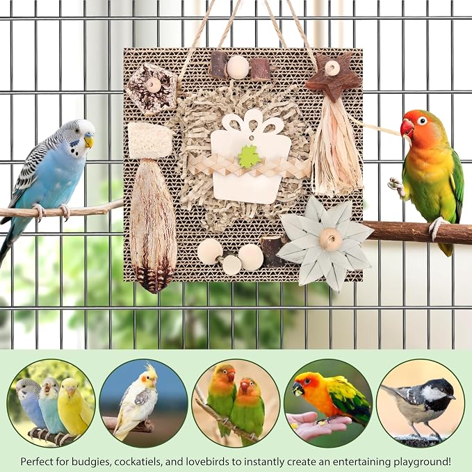 Kyouki Bird Toys, Parakeet Toys, Parrot Toy, Conure Hanging Chewable Cardboard - Image 3