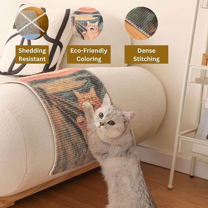 Sisal Cat Scratcher Post Mat, Durable and Shedding-Resistant Cat Scratching - Image 2