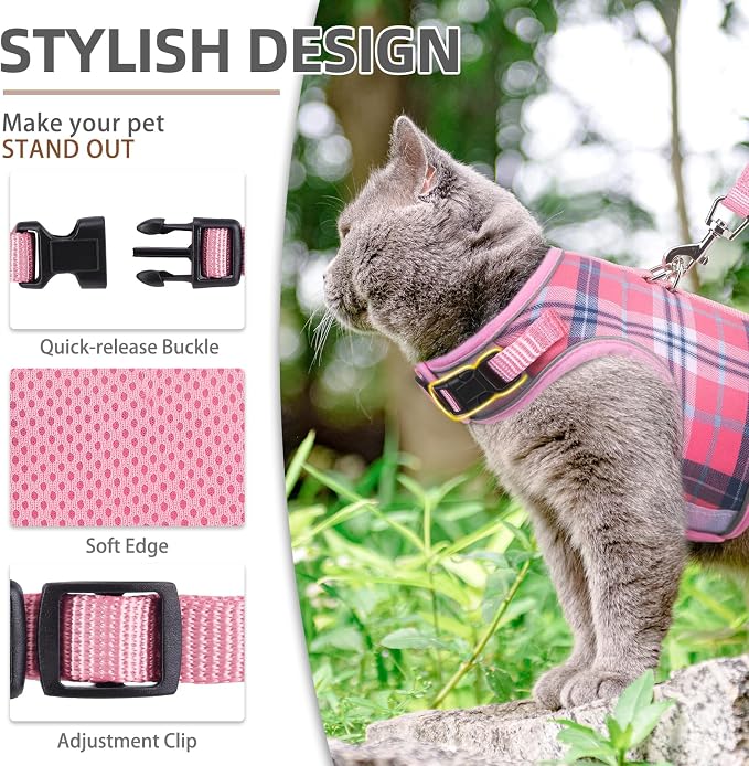 PUPTECK Soft Mesh Cat Vest Harness and Leash Set Puppy Padded Pet Harnesses - Image 3