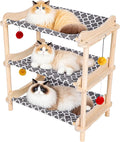 Large 3-Layer Cat Hammock Bed, Breathable Washable Covers, Wooden Pet Furniture by MITREL