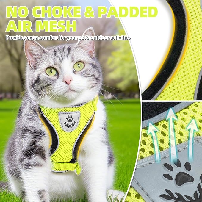 PUPTECK Cat Harness and Leash Set Escape Proof Reflective Cat Walking Harness - Image 2