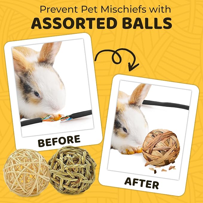 SunGrow Assorted Rabbit Chew Balls, Teething Activity Toy - Image 4