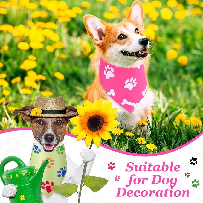 Abbylike 50 Pcs Paw Print Dog Bandanas Bulk Cute Footprint Bandanas - Image 2