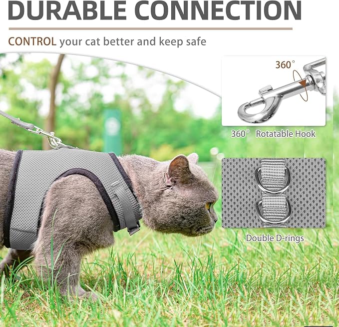 PUPTECK Soft Mesh Cat Vest Harness and Leash Set Puppy Padded Pet Harnesses - Image 4