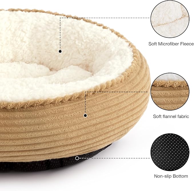 Love's cabin Round Donut Cat and Dog Cushion Bed, 20in Pet Bed - Image 2