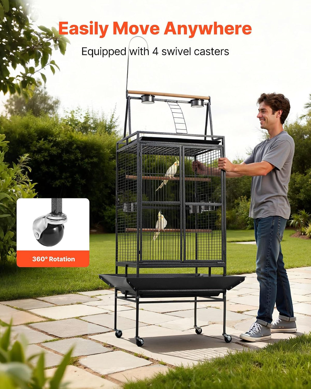 VEVOR Bird Cage, 32.7 x 31.1 x 82.7 Inch, Open Flat Top - GlobalHabitat Supply