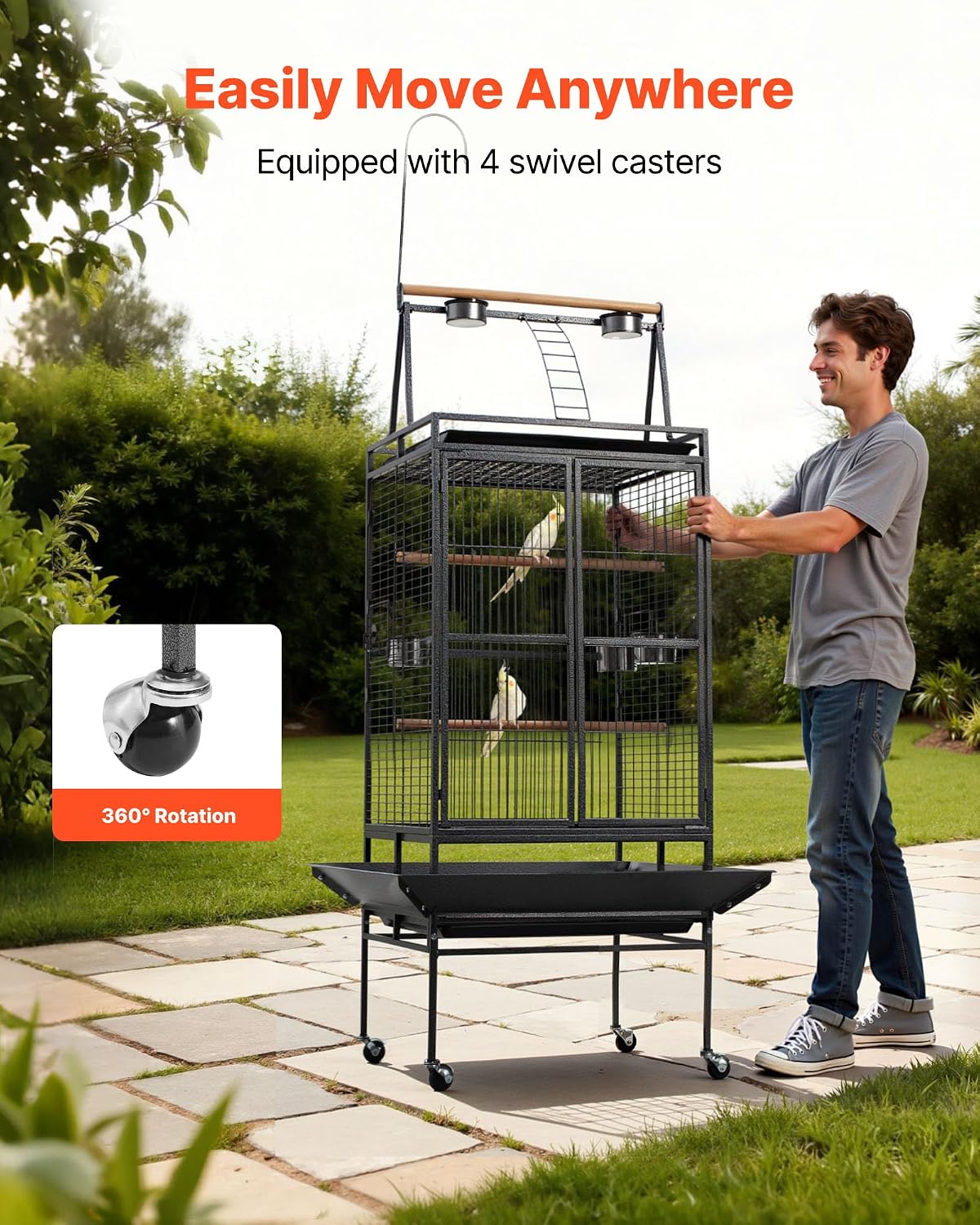 VEVOR Bird Cage, 32.7 x 31.1 x 82.7 Inch, Open Flat Top - GlobalHabitat Supply
