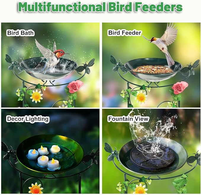 HONGLAND 36.5" Metal Bird Bath - Image 5