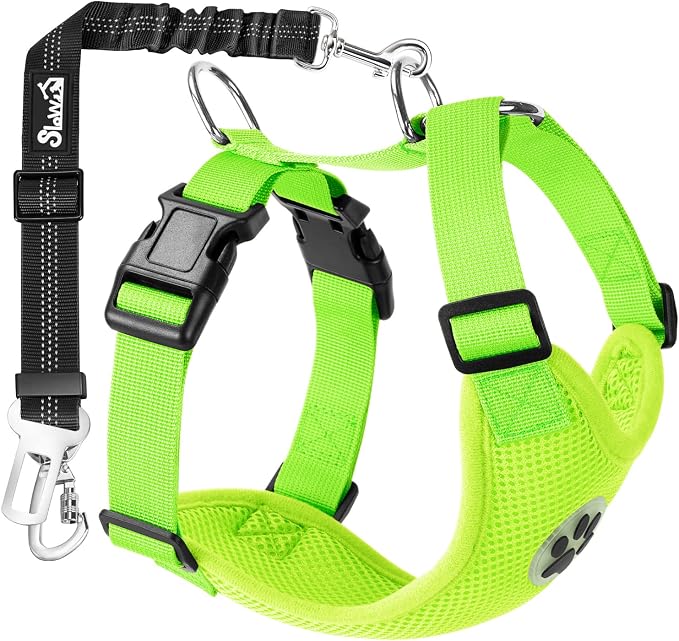 SlowTon Dog Seat Belt Harness for Car, Dog Car Harness Adjustable Mesh by SlowTon