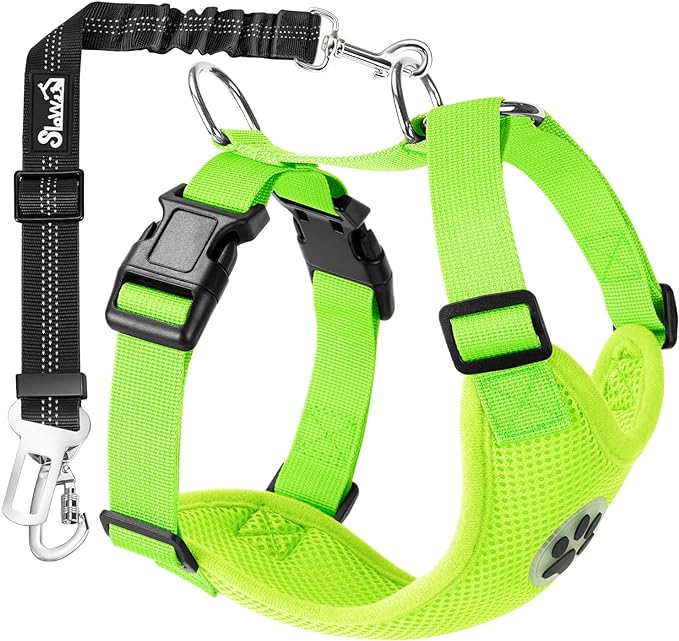 SlowTon Dog Seat Belt Harness for Car, Dog Car Harness Adjustable Mesh by SlowTon
