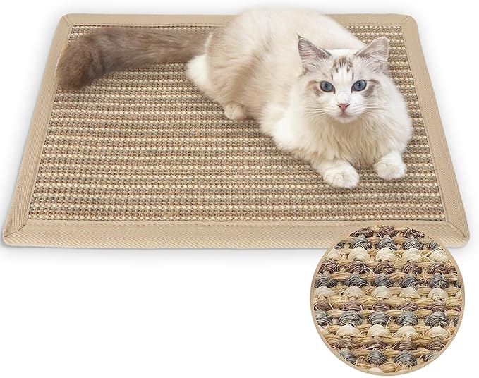 FUKUMARU Cat Scratcher Mat, 23.6 X 15.7 Inch Natural Sisal Cat Scratch Mats by FUKUMARU