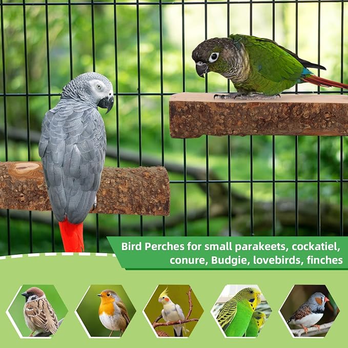 2PCS Natural Wood Bird Perch Platform - Image 7