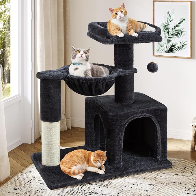 Allewie 29.5in Indoor Cat Tree, Padded Perch, and Hanging Ball, Suitable - Image 2
