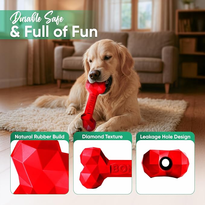 Natural Rubber Dog Chew Bone – Treat-Dispensing, Tough & Indestructible Chew - Image 5