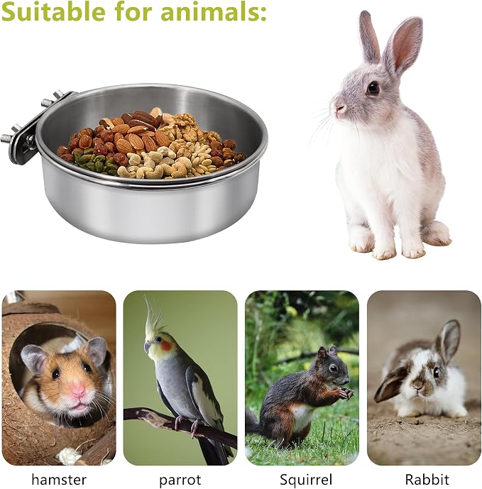 2 Pcs Medium Bird Feeding Dish Cups, Parrot Food Bowl Cage - Image 3